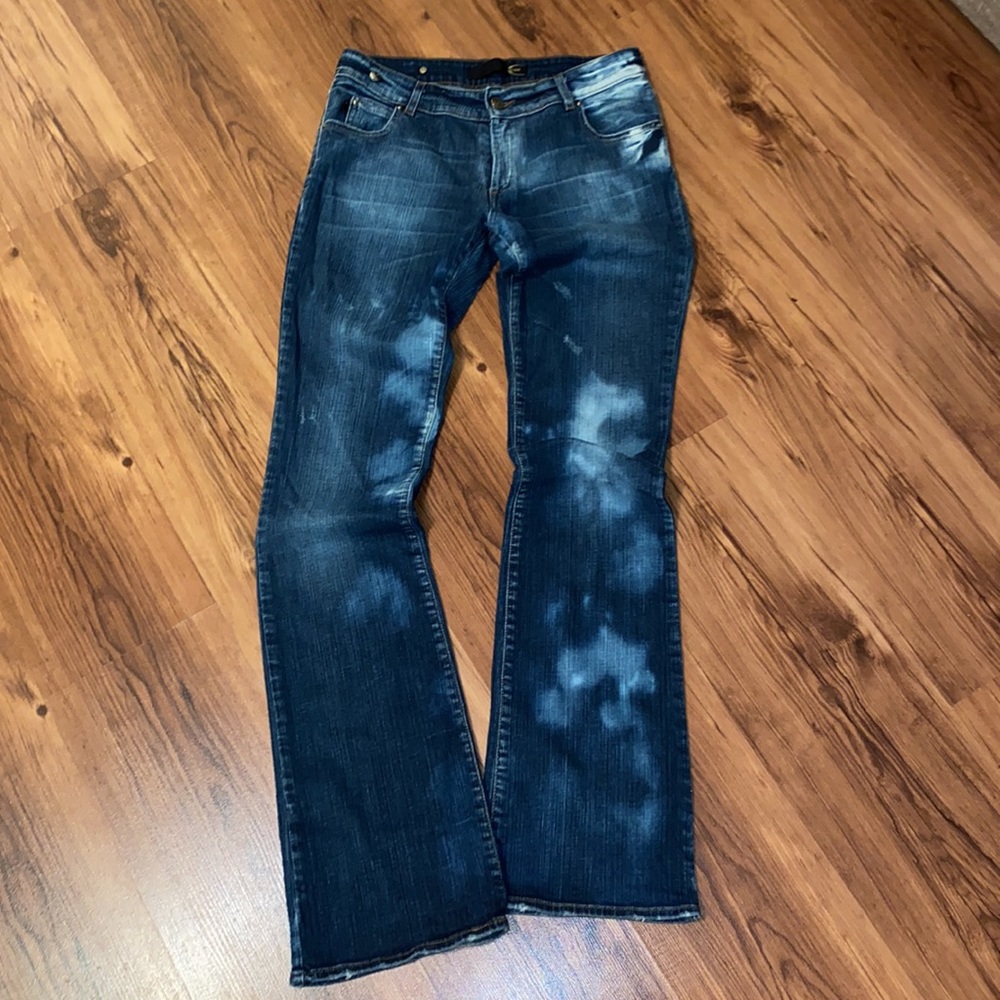 Just Cavalli dark wash distressed boot cut jean